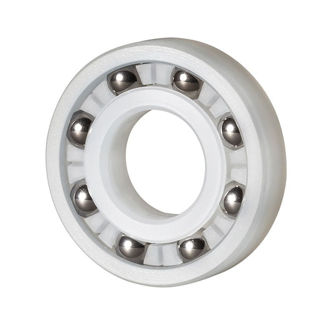 1047210 | P-R2-8B-KS6 (Each) --- Plastic Bearings - 3.175x12.7x3.969 mm - PVDF with Stainless Steel 316 Balls Bearing