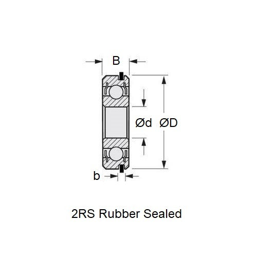 1086293 | R6A-2RS-NR-ECO --- Single Row Ball Bearings - 9.525x22.225x7.142 mm - Chrome Steel SAE 52100