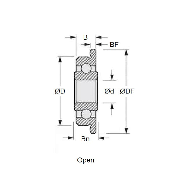 1036782 | SFWR0-MC34-GR5-R-L23 (20 Pcs) --- Single Row Ball Bearings - 1.191x3.967x1.588 mm / 2.381 mm - Stainless Steel AISI 440C