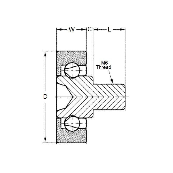 1067464 | TOK-DR-22-B05 --- Special Type Bearings - M6x1 -8mm Long- Thread 22x7 mm - Acetal