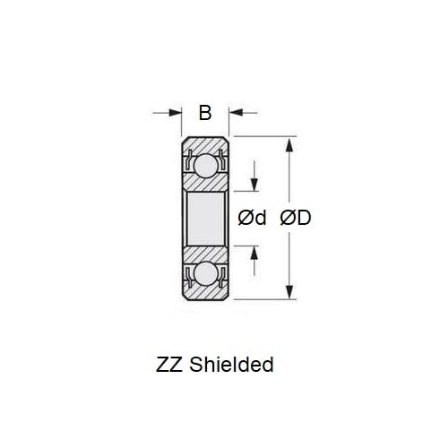 1036805 | SR0A-ZZS-MC34-GR7-R-L23 (40 Pcs) --- Single Row Ball Bearings - 1.191x3.967x2.381 mm - Stainless Steel AISI 440C - Ribbon Retainer Low Torque