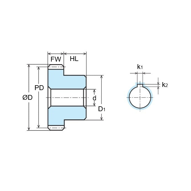 1173537 | G065B-065-M1-100-150F-CGK (Each) --- Spur Gears - 65 tooth - 65x15 mm Hubbed - Carbon Steel S45C Gear