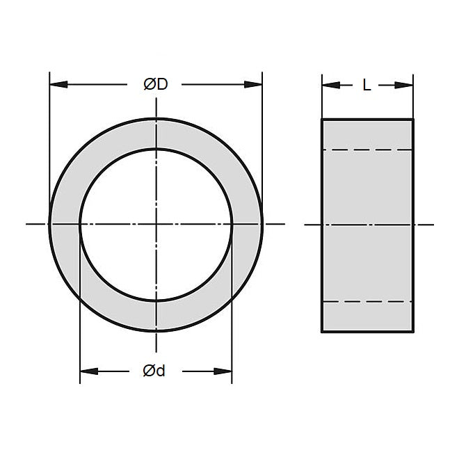 1041744 | W0025-F-005-050-BN (5 Pcs) --- Through Bore Round Spacers - 2.5x5x5 mm - Brass - Nickel Plated