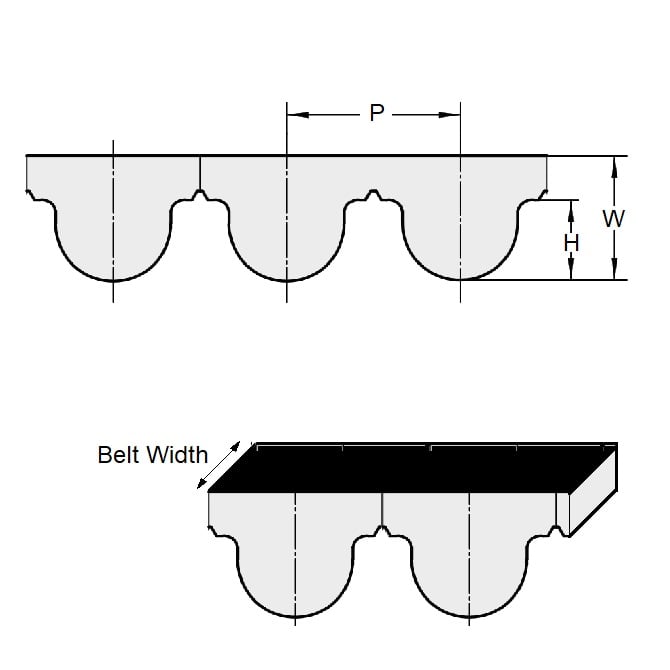 1221030 | B-020G-0672-0040-NFB --- Timing 2.000mm Pitch Belts - 672 tooth - 1344x4 mm - Nylon Covered Neoprene Rubber with Fibreglass (GT2) or Carbon Fibre (GT3) Cords