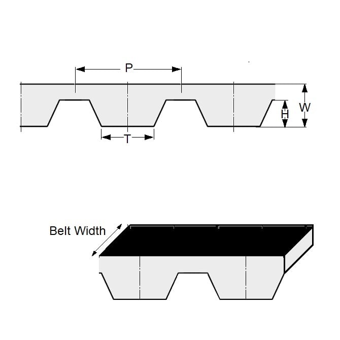 1145987 | B-100T-0032-0160-PSB --- Timing 10.000mm Pitch Belts - 32 tooth - 320x6 mm - Polyurethane with Steel Cords