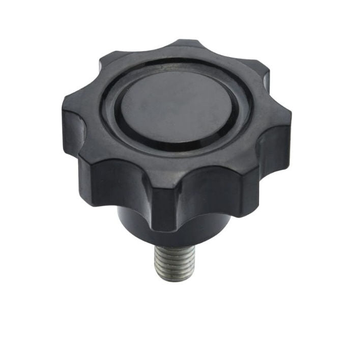 1099063 | KM120M-050-8L25 (Each) --- Lobe Knobs - M12 - 12x1.75mm - 50x25 mm Eight Lobe - Phenolic and Brass Knob