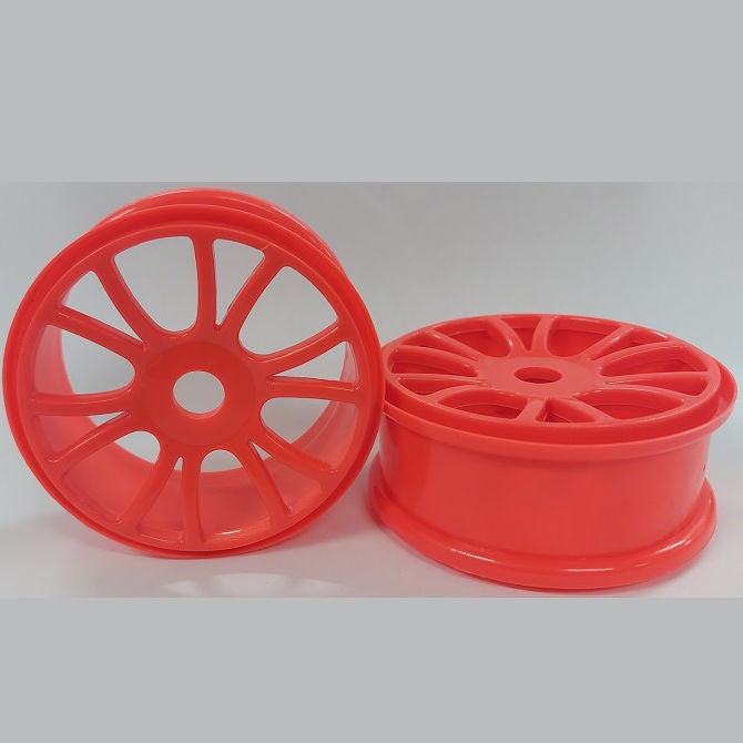1232529 | RM-8O-080-O-6 (Per Card) --- RC Car Rims Hobby - Rim Colour Fluro Orange 6 Split Spoke Eighth Scale - Plastic Rim