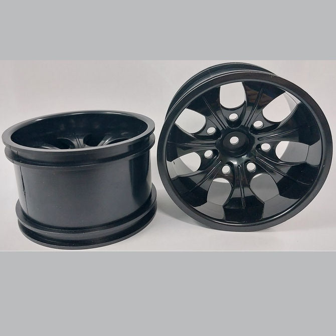 1232611 | RM-XM-078-BK-7 (Per Card) --- RC Car Rims Hobby - Rim Colour Black 7 Spoke Monster Truck Tenth Scale - Aluminium Rim