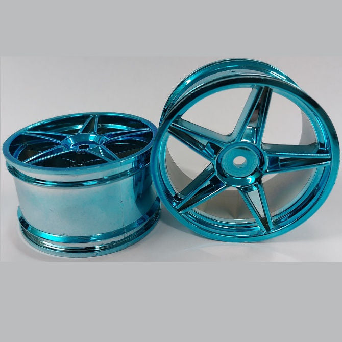 1232503 | RM-XO-060W-BU-5 (Per Card) --- RC Car Rims Hobby - Rim Colour Metallic Blue 5 Spoke Tenth Scale - Aluminium Rim