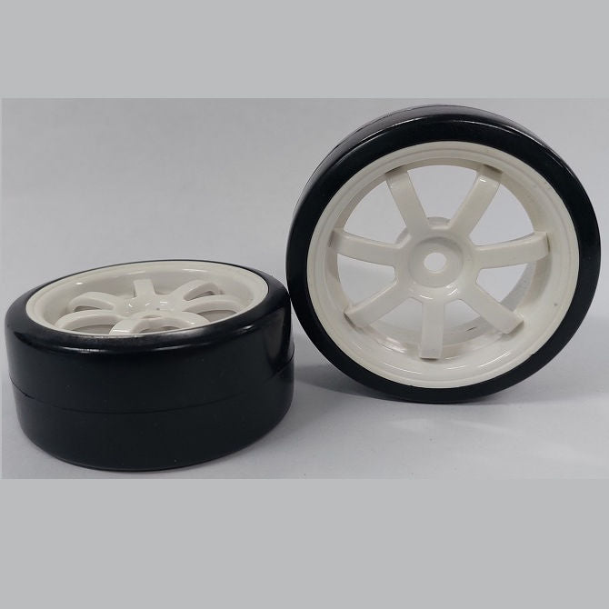 1138878 | WH-XD-063-26-W-7-BK (PK-4) --- RC Car Wheels Hobby - Rim Colour White 7 Spoke - Black Tenth Scale - Plastic Wheel