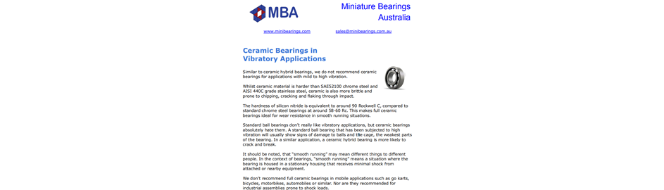 Ceramic Bearings in Vibratory Applications Information