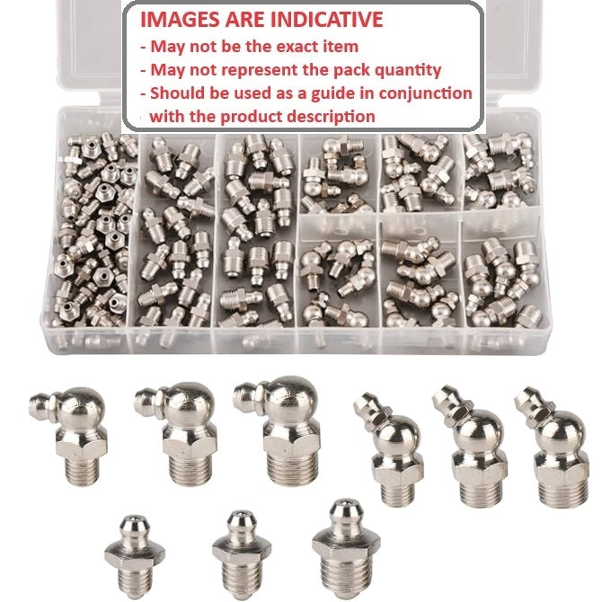 1104946 | AST-GRE-BS-0100 (Each) --- Small Parts Assortment Kits - Selection Grease Nipples 100 - BSP - Steel