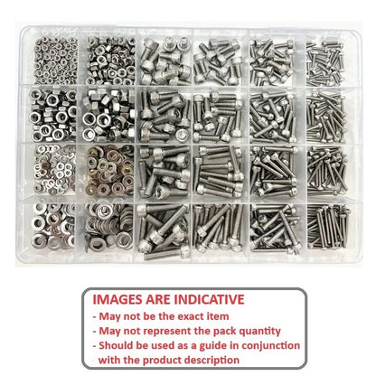 1063124 | AST-CAP-MS-880 (Each) --- Small Parts Assortment Kits - Selection Screws 880 - Metric Cap Screws, Washers and Nuts - Stainless Steel 304 Similar to A2, 18-8 HRB80