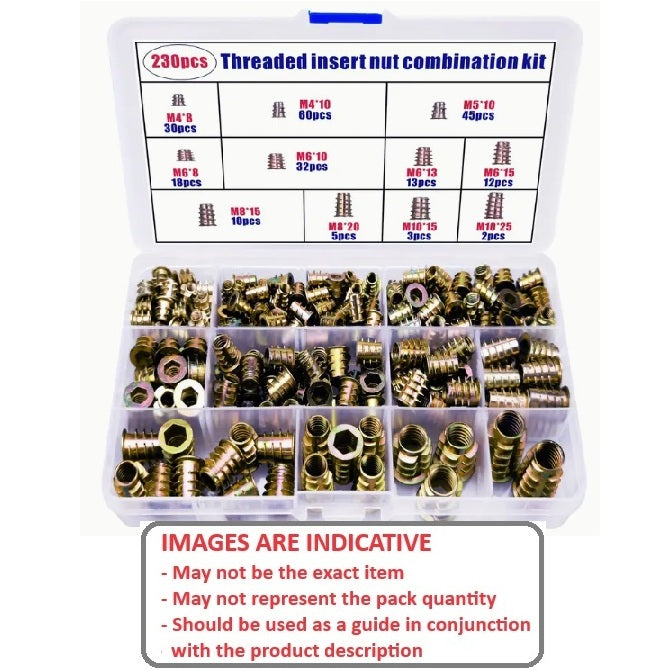 1120074 | AST-TIW-0230 (Each) --- Small Parts Assortment Kits - Selection Inserts 230 - Threaded for Wood - Steel