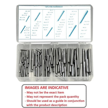 1152005 | AST-TAP-0-5-0100 (Each) --- Small Parts Assortment Kits - Selection Taper Pins 100 - No.0 to No.5, 3/4 to 2 inches long - Steel