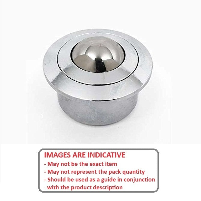 1226827 | BTU1000-025-F-PC-HD (Each) --- Flange Mount Ball Transfer Units - 1000 kg - 25.4x60.45 mm Heavy Duty - Carbon Steel