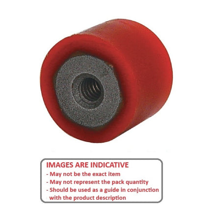 1144508 | AU-961RS (PK-5) --- Cylindrical Female Thread Bumpers - 31.75x25.4 mm - 1/4-20 UNC - 6.35mm - - Polyurethane Bumper