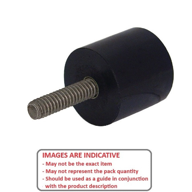 1101165 | LVL-5RS (PK-5) --- Cylindrical Male Thread Bumpers - 12.7x12.7 mm - 6-32 UNC - 3.5mm - Standard - Neoprene Rubber Bumper