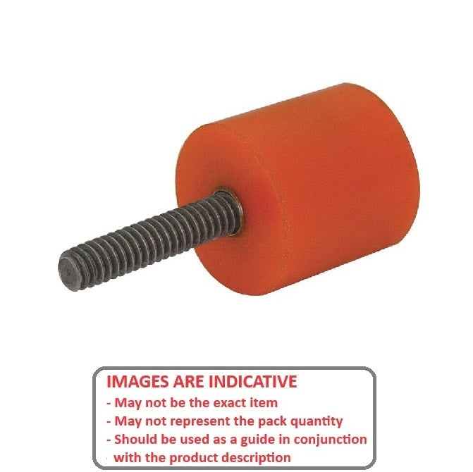 1164443 | AU-803RS (PK-3) --- Cylindrical Male Thread Bumpers - 50.8x31.75 mm - 3/8-16 UNC - 9.53mm - Standard - Polyurethane Bumper