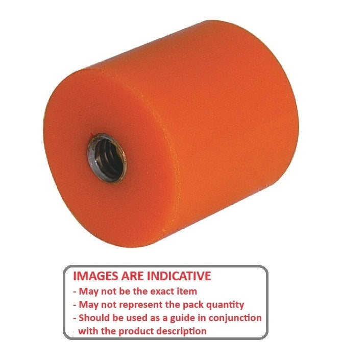 1164437 | AU-813RS (PK-4) --- Cylindrical Female Thread Bumpers - 50.8x31.75 mm - 3/8-16 UNC - 9.53mm - - Polyurethane Bumper