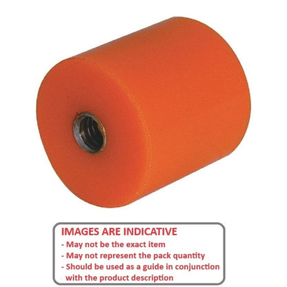 1164437 | AU-813RS (PK-4) --- Cylindrical Female Thread Bumpers - 50.8x31.75 mm - 3/8-16 UNC - 9.53mm - - Polyurethane Bumper
