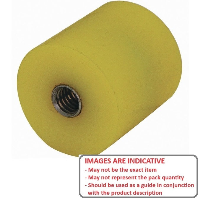 1144512 | AU-411RS (PK-5) --- Cylindrical Female Thread Bumpers - 31.75x25.4 mm - 1/4-20 UNC - 6.35mm - - Polyurethane Bumper