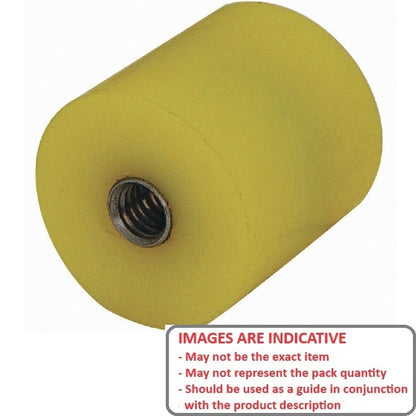1144512 | AU-411RS (PK-5) --- Cylindrical Female Thread Bumpers - 31.75x25.4 mm - 1/4-20 UNC - 6.35mm - - Polyurethane Bumper