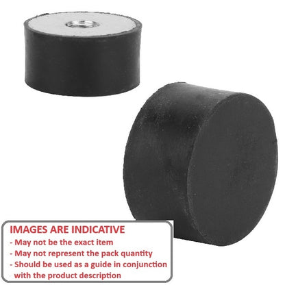 1108085 | CFB015-10-040M-R70 (PK-5) --- Buffer Mounts - 15x10 mm - M4x0.7 Female - Natural Rubber Mount