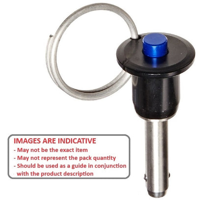 1094570 | BLP-095-0127-BT-S4 (Each) --- Ball Lock Pins - 9.53x12.7 mm - 304 Stainless Steel Shank / Aluminium Handle Button Handle Pin