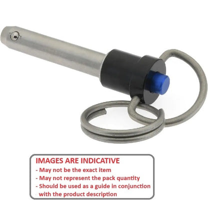 1088113 | BLP-095-0254-RHI-S17 (Each) --- Ball Lock Pins - 9.53x25.4 mm - 17-4 PH Stainless Ring Handle Industrial Stainless Steel Pin