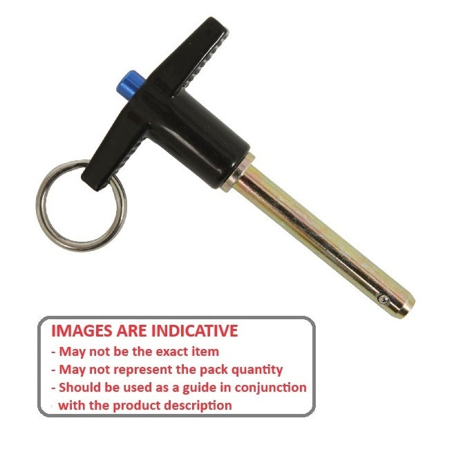 1066961 | BLP-060-0250-TI-S17 (Each) --- Ball Lock Pins - 6x25 mm - 17-4 PH Stainless / Aluminium Handle No Shoulder Pin