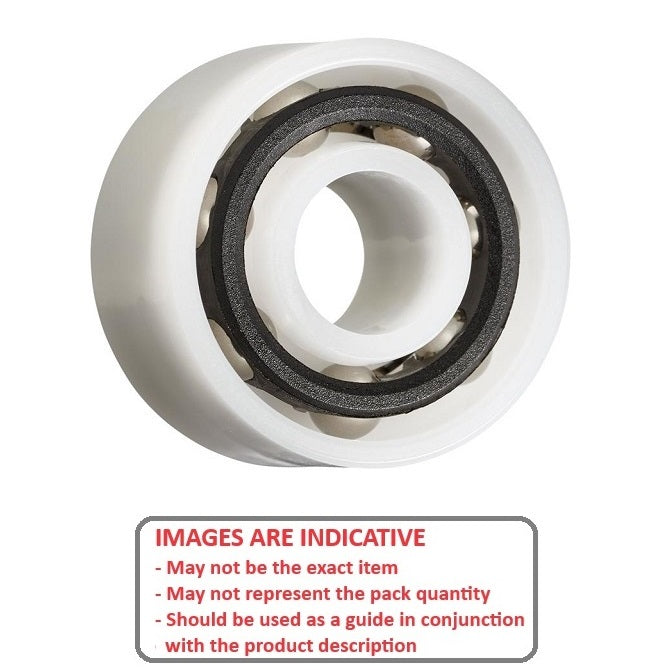1071822 | P-DR-R4G-AS6 (Each) --- Plastic Bearings - 6.35x15.875x9.525 mm - Acetal with Stainless 316 Balls Bearing