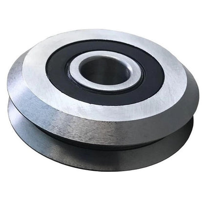 1034757 | MR196-048-YY-VP-038 (Each) --- Plain Guide Wheels Dual Vee - Size Reference 1 - 19.558x7.938 mm - Chrome Steel SAE 52100 Guide Wheel