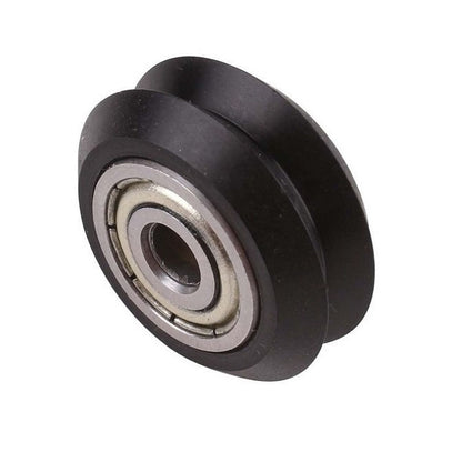 1034808 | MR243-050-ZZ-VP-048 (Each) --- Plain Guide Wheels Dual Vee - Size Reference 1 or 2 24.3x5 mm - Chrome Steel SAE 52100 with Economy Plastic Vee Guide Wheel