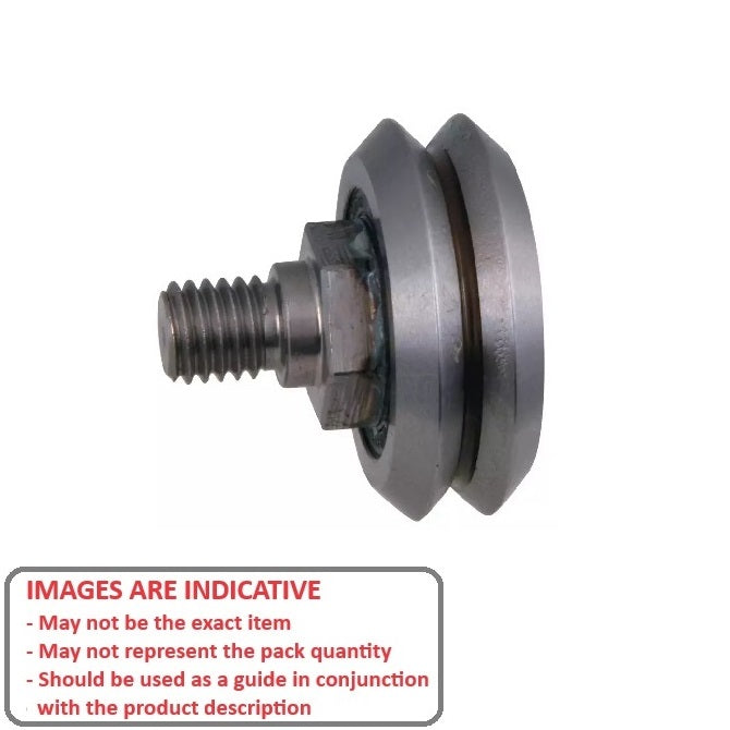 1045236 | DVWS3-ADJ-2RS (Each) --- Studded Guide Wheels Dual Vee - Size Reference 3 - 45.8x15.88 mm - Chrome Steel SAE 52100 with Seals Guide Wheel