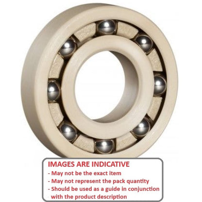 1086267 | P-R6-PKS6 --- Plastic Bearings - 9.525x22.225x5.556 mm - PEEK with Stainless Steel 316 Balls