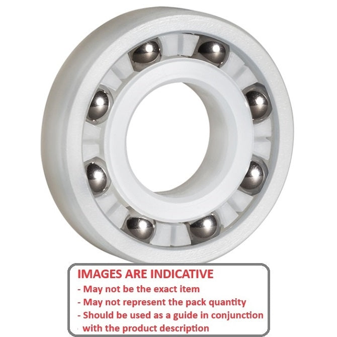 1047210 | P-R2-8B-KS6 (Each) --- Plastic Bearings - 3.175x12.7x3.969 mm - PVDF with Stainless Steel 316 Balls Bearing
