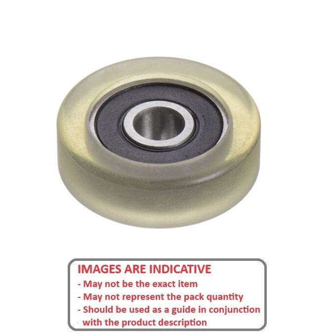 1127627 | PR-0220-060-2RS-ET-90 (Each) --- Pressure Roller with Bearing Rollers - 22x6x5 mm Urethane OD - Chrome Steel SAE 52100