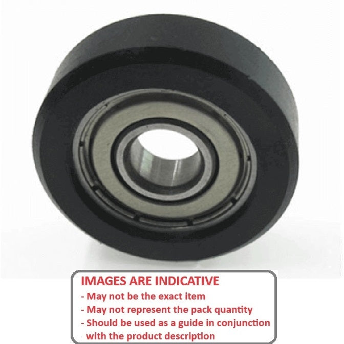 1151638 | PR-0380-120-ZZ-UR-60 (Each) --- Pressure Roller with Bearing Rollers - 38x12x8 mm Urethane OD - Stainless Steel AISI 440C