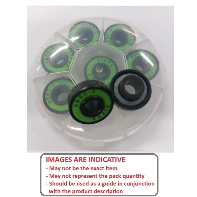 1231187 | W608-1-RG-SKATE-PK8 (PK-8) --- Skate Board and Skating Bearings - For general skating Extended inner ring one side - SET OF 8 Bearings - 8x22x7 inner width 12.5 - - Chrome Steel / Nylon Cage Bearing