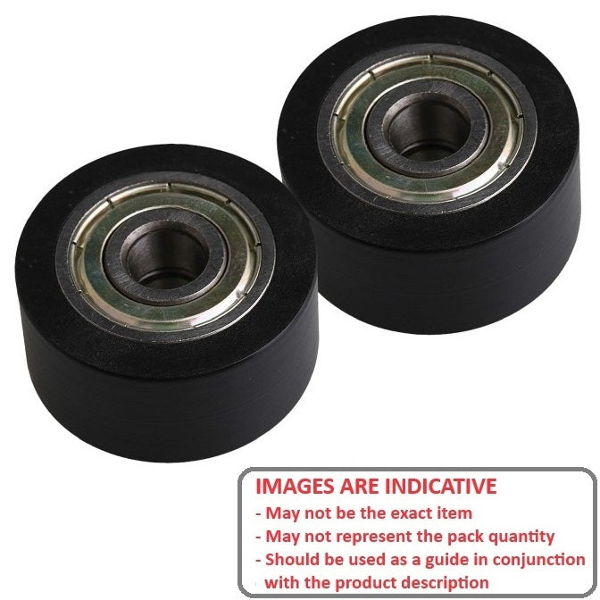 1137235 | NR-0260-060-080-B-ZZ (PK-2) --- Idler with Bearing Rollers - 26x6x8 mm - Nylon Covered Chrome Steel Roller
