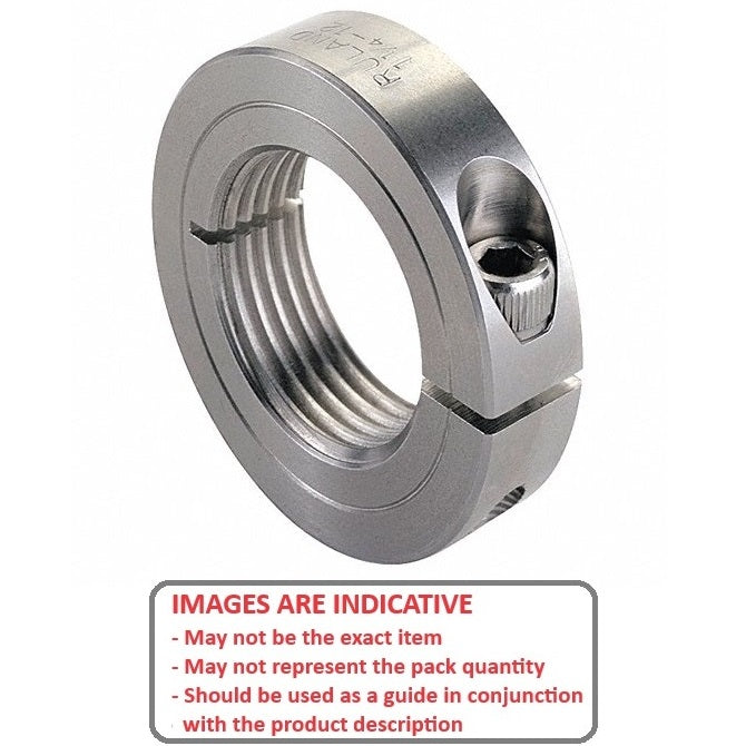 1071954 | COT-00635C-017-08-S3 (Each) --- Threaded Collars - 1/4-20 UNC - 6.35mm - 17.463x7.938 mm Clamp Type - Stainless Steel Collar