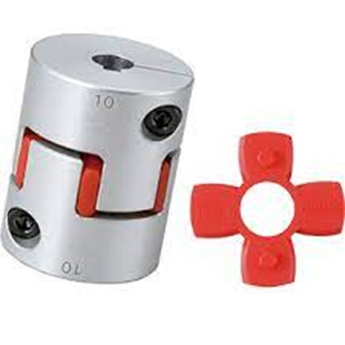 Spider Type C Complete Couplings - 8x8x20 mm - Aluminium with 98 Duro Red Spider