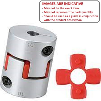 1065975 | CP-060-080-20-030-J-PU98C (Each) --- Spider Type C Complete Couplings - 6x8x20 mm - Aluminium with 98 Duro Red Spider Coupling
