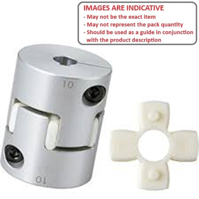 1071528 | CP-064-095-20-030-J-PU92C (Each) --- Spider Type C Complete Couplings - 6.35x9.525x20 mm - Aluminium with 92 Duro White Spider Coupling