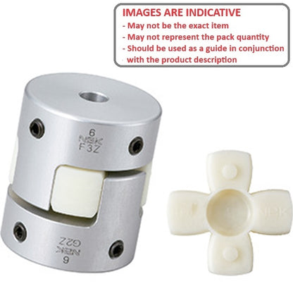 1070590 | CP-064-064-14-022-J-PU92G (Each) --- Spider Type C Complete Couplings - 6.35x6.35x14 mm - Aluminium with 92 Duro White Spider Coupling