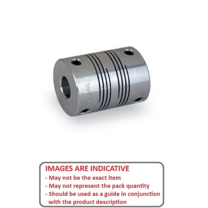 1036004 | CP-015-020-13-013-H-B6-AL-G (Each) --- Spiral 6 Beam Couplings - 1.5 Pilot Bore 2.0 12.7 mm Aluminium Set Screw Type - Aluminium Coupling