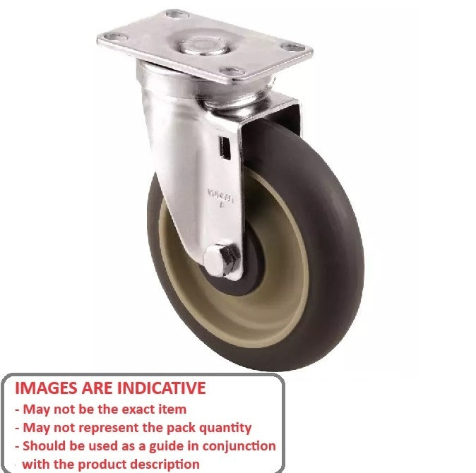 1163068 | RWC-S2710B (PK-2) --- Plate Castors - Wheel diameter 50 Swivel with Brake 30 mm - Inst Rubber Castor