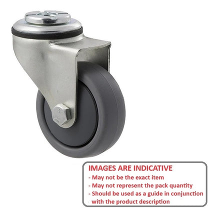 1178647 | RWC-S3714 (PK-5) --- Bolt Castors - Wheel Diameter 75 Swivel 50 mm - Grey Rubber - Non Marking Castor