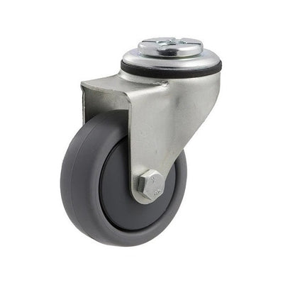 1162204 | RWC-S2714 (PK-4) --- Bolt Castors - Wheel Diameter 50 Swivel 30 mm - Grey Rubber - Non Marking Castor